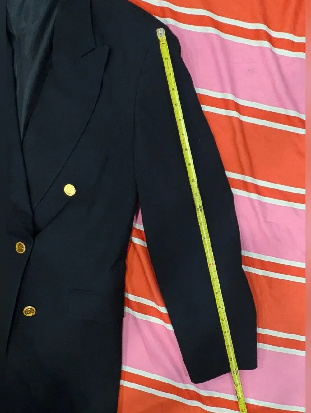 Louis Feraud Black Double Breasted Gold Button Logo Blazer Men'S US 42 / EU 52